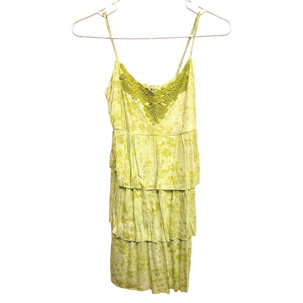 Mudd Lime Green Tiered Tunic Top Ruffle Layer Y2K Fairycore Grunge Large